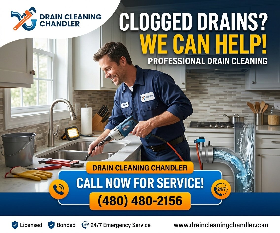 Local plumber offering same-day drain cleaning in Chandler, AZ